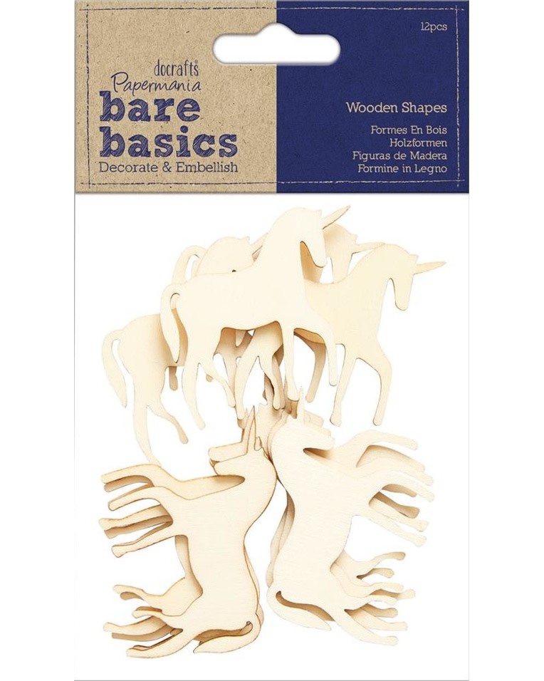 Еднорози от дърво Docrafts Еднорози от дърво Docrafts - 12 броя от серията Bare basics -