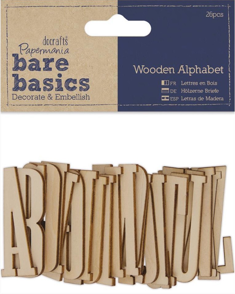 Дървени фигурки Docrafts - Латинска азбука - 26 броя - 