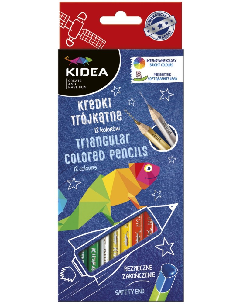 Цветни моливи Kidea - 12 цвята - 