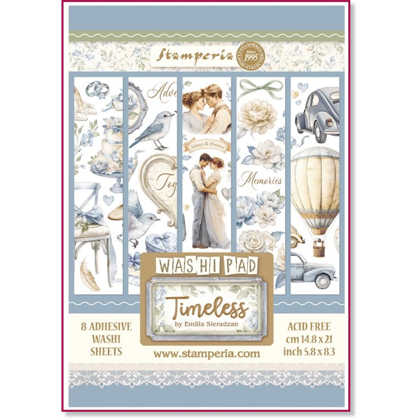 ������ �� ��������� Stamperia Washi Pad - ������ - 8 �����, ������ A5 �� ���������� Timeless - 