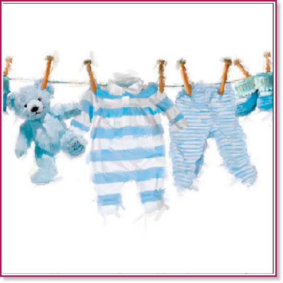 Салфетки за декупаж Ambiente Baby boy clothes - 20 броя - 