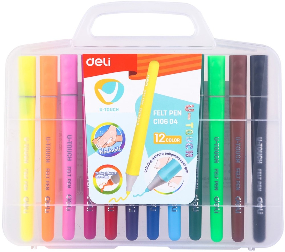 Флумастери Deli Флумастери Deli - 12 или 24 цвята от серията U-touch -