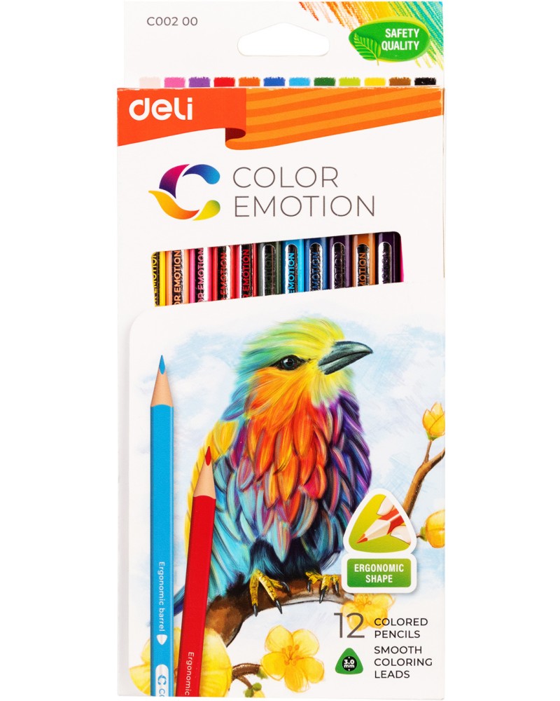 Цветни моливи Deli Цветни моливи Deli - 12 цвята от серията Color Emotion -