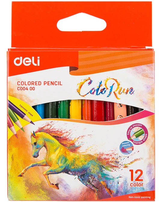 Цветни моливи Deli - 12, 18 или 24 броя от серията "Colorun" - 