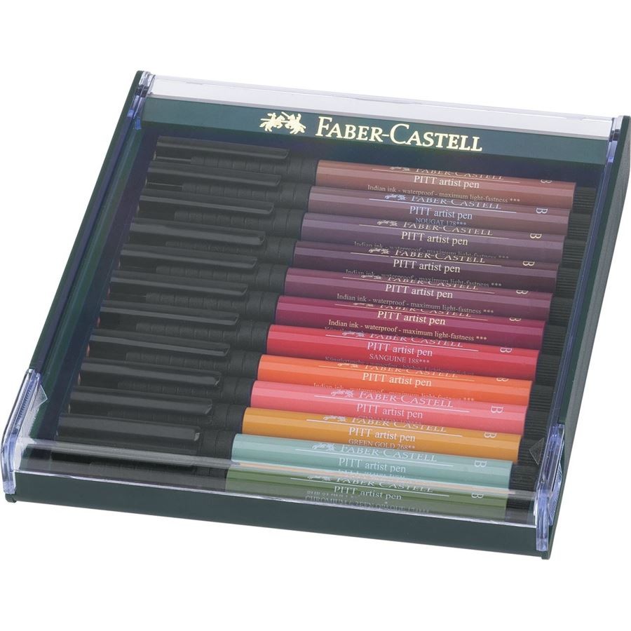 ������� � ���� ��� ����� Faber-Castell Earth tones - 12 ����� �� ������� Pitt Artist Pens - 