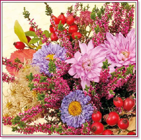 Салфетки за декупаж Ambiente Autumn flowers - 20 броя - 