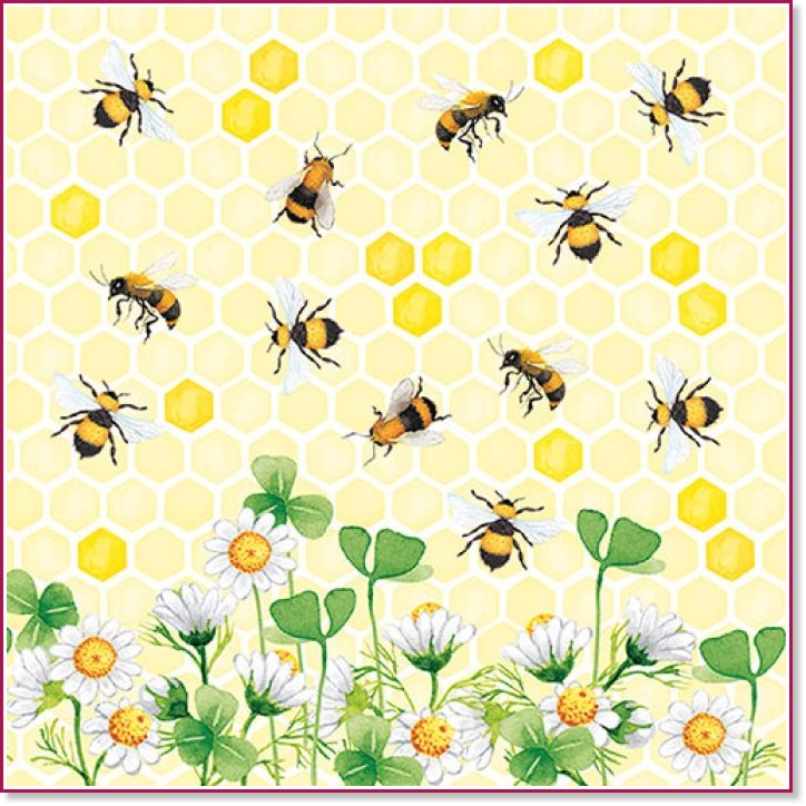 Салфетки за декупаж Ambiente Bees joy - 20 броя - 