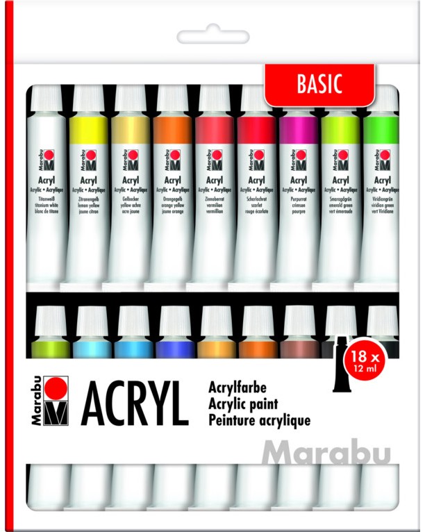   Marabu Basic Colors - 18  x 12 ml - 