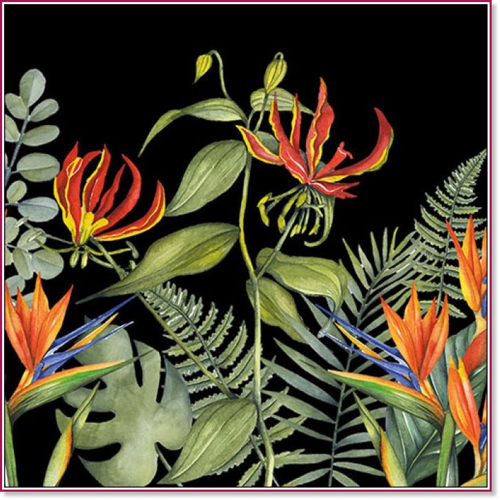 Салфетки за декупаж Ambiente Tropical flowers - 20 броя - 