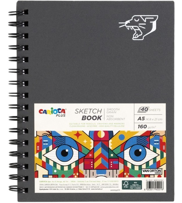 Скицник за рисуване Carioca Plus Скицник за рисуване Carioca Plus - 40 листа, 160 g/m<sup>2</sup> от серията Van Orton -