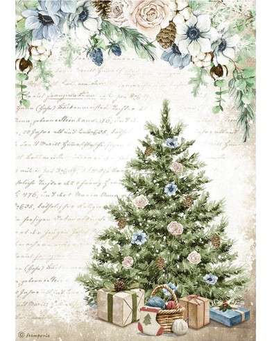 Декупажна хартия Stamperia - Коледна елха - A4 от колекцията Cosy Christmas - 