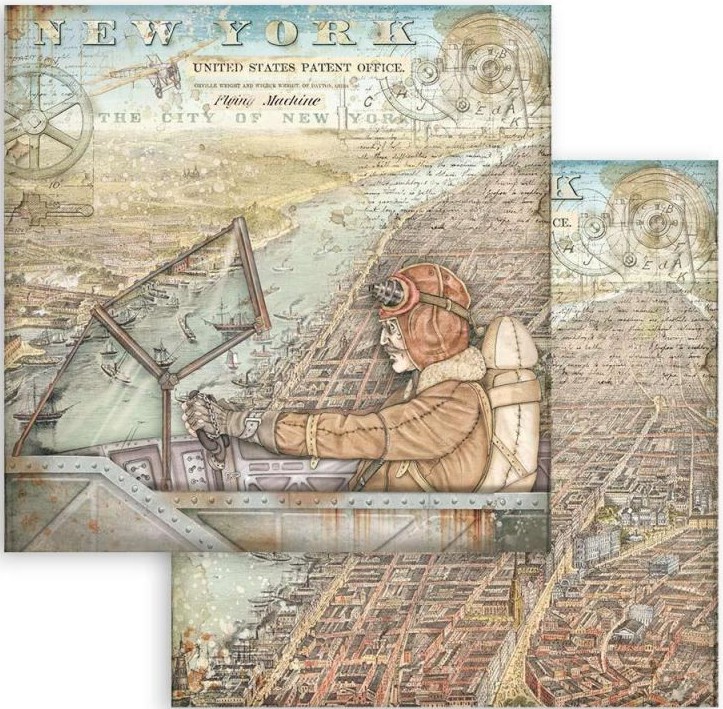 Хартия за скрапбукинг Stamperia New York Хартия за скрапбукинг Stamperia New York - 30.5 x 30.5 cm от колекцията Sir Vagabond Aviator -