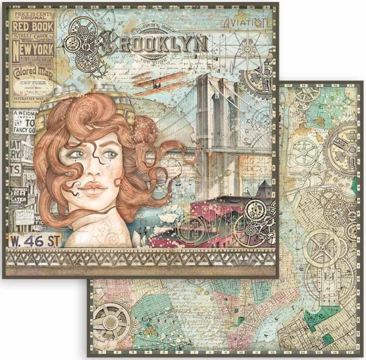 Картон за скрапбукинг Stamperia Lady Картон за скрапбукинг Stamperia Lady - 30.5 x 30.5 cm от колекцията Sir Vagabond Aviator -