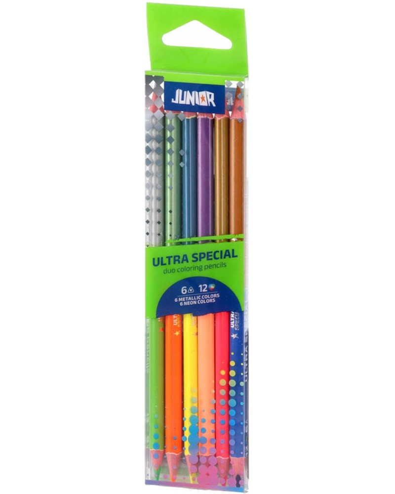 Двувърхи цветни моливи Junior Ultra Special Двувърхи цветни моливи Junior Ultra Special - 6 броя в 12 цвята -