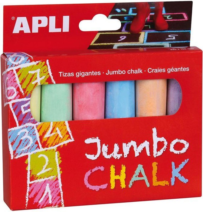 Цветни тебешири Apli Jumbo Цветни тебешири Apli Jumbo - 6 броя -