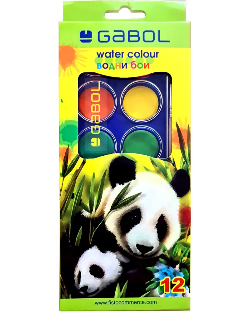 Акварелни бои Gabol Акварелни бои Gabol - 12 цвята с четка -