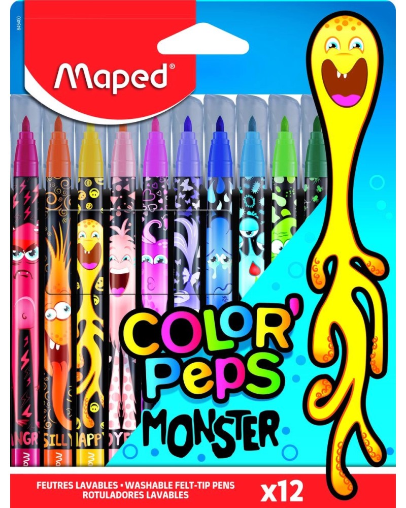 Флумастери Maped Monster - 12 или 24 цвята от серията Color' Peps - 