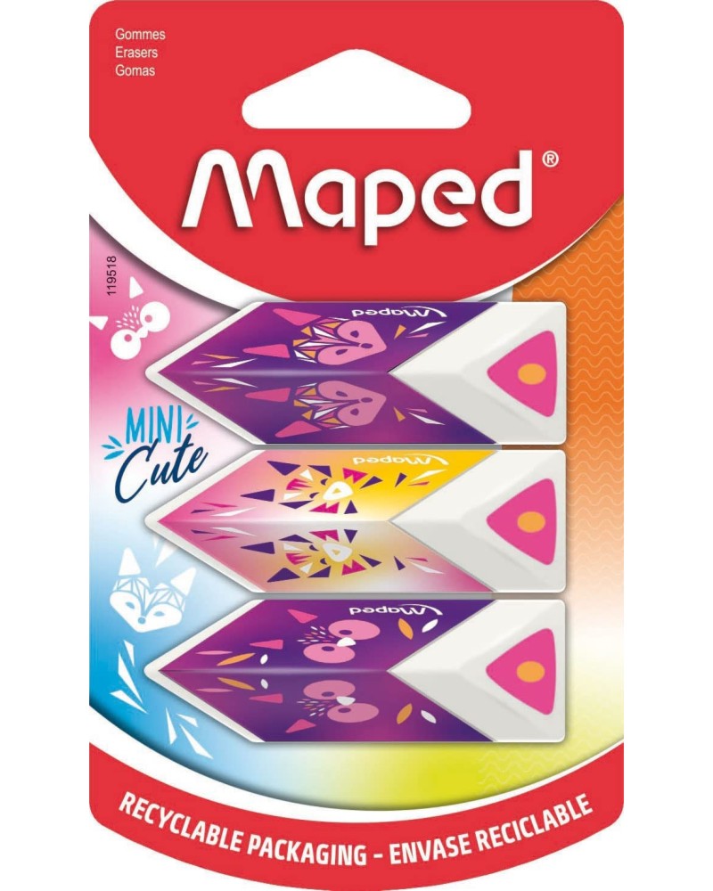 Гумички Maped Pyramide Гумички Maped Pyramide - 3 броя от серията Mini Cute -