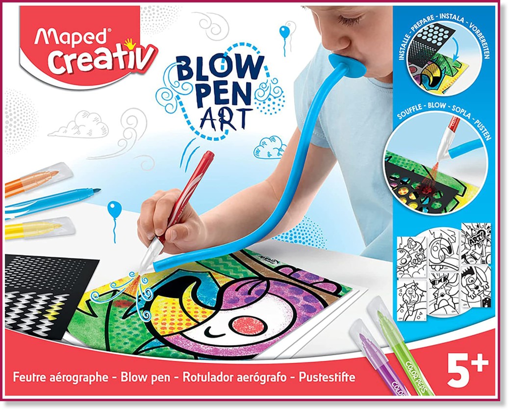 Комплект за рисуване Maped Blow pen pop art Комплект за рисуване Maped Blow pen pop art - 14 части от серията Creativ -