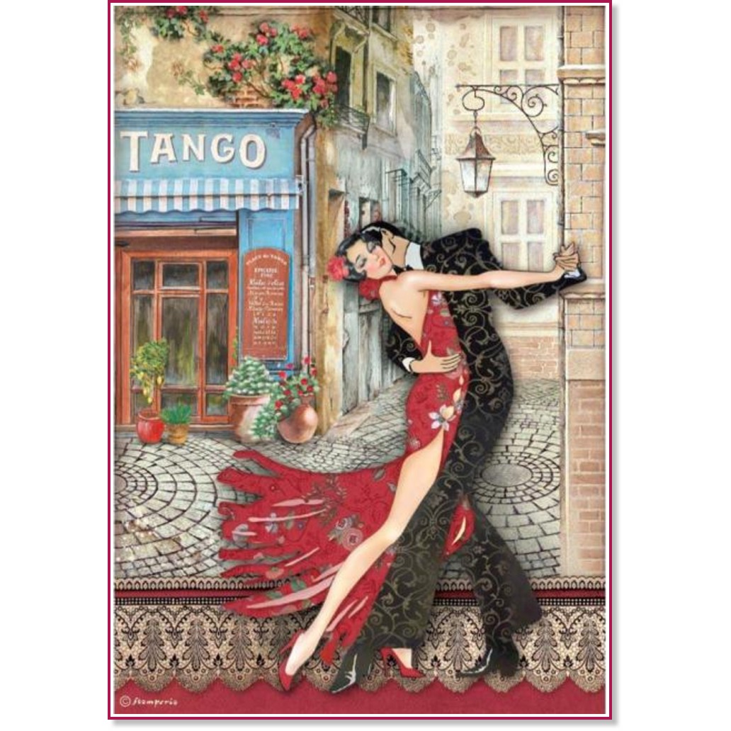 Декупажна хартия Stamperia - Танго - A4 от колекцията Desire - 
