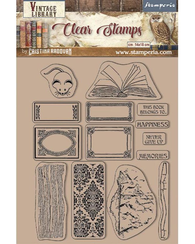 Силиконови печати Stamperia - Етикети Силиконови печати Stamperia - Етикети - 14 x 18 cm от колекцията Vintage Library -