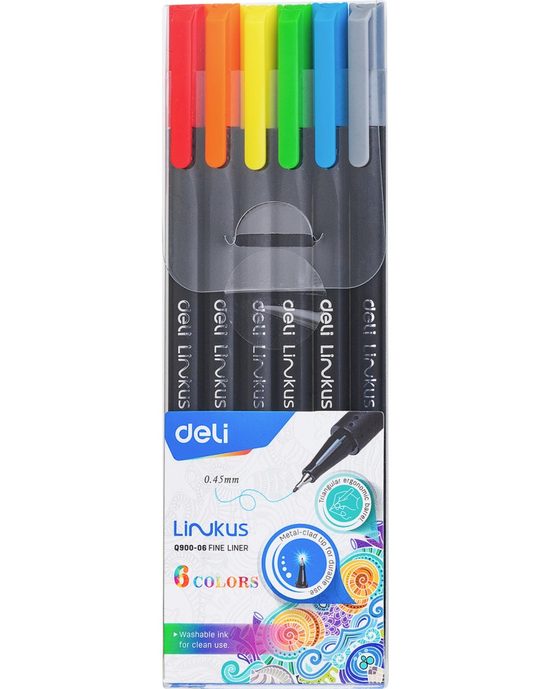 Тънкописци Deli Linkus EQ900 0.45 mm Тънкописци Deli Linkus EQ900 0.45 mm - 6 или 12 цвята -