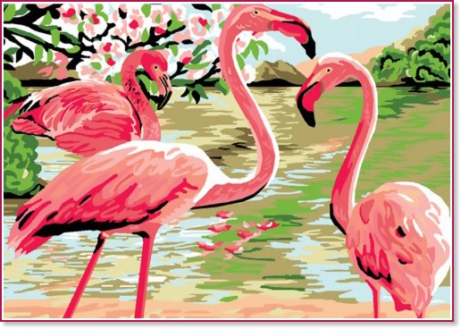 Рисуване по номера - Фламинго - 30 x 20 cm - 