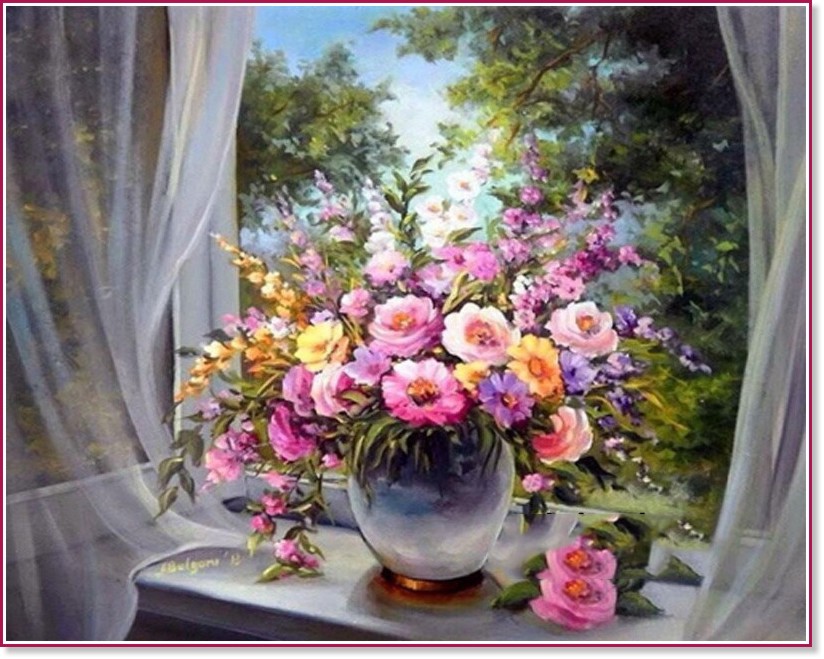 Рисуване по номера Art Hobby - Букет на прозореца Рисуване по номера Art Hobby - Букет на прозореца - 50 x 40 cm -