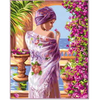 Рисуване по номера Art Hobby - Жена на тераса Рисуване по номера Art Hobby - Жена на тераса - 40 x 50 cm -