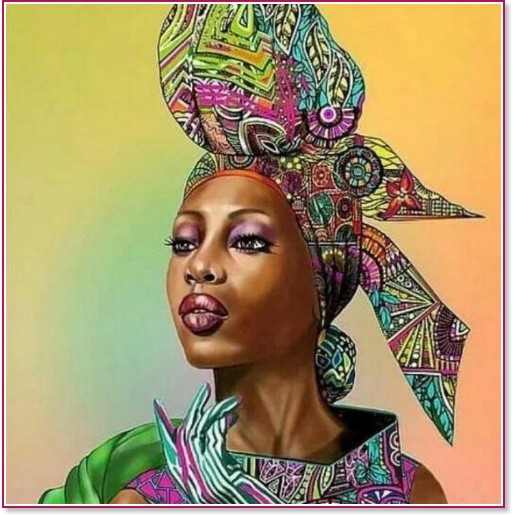 Рисуване по номера - Африканка - 50 x 40 cm - 