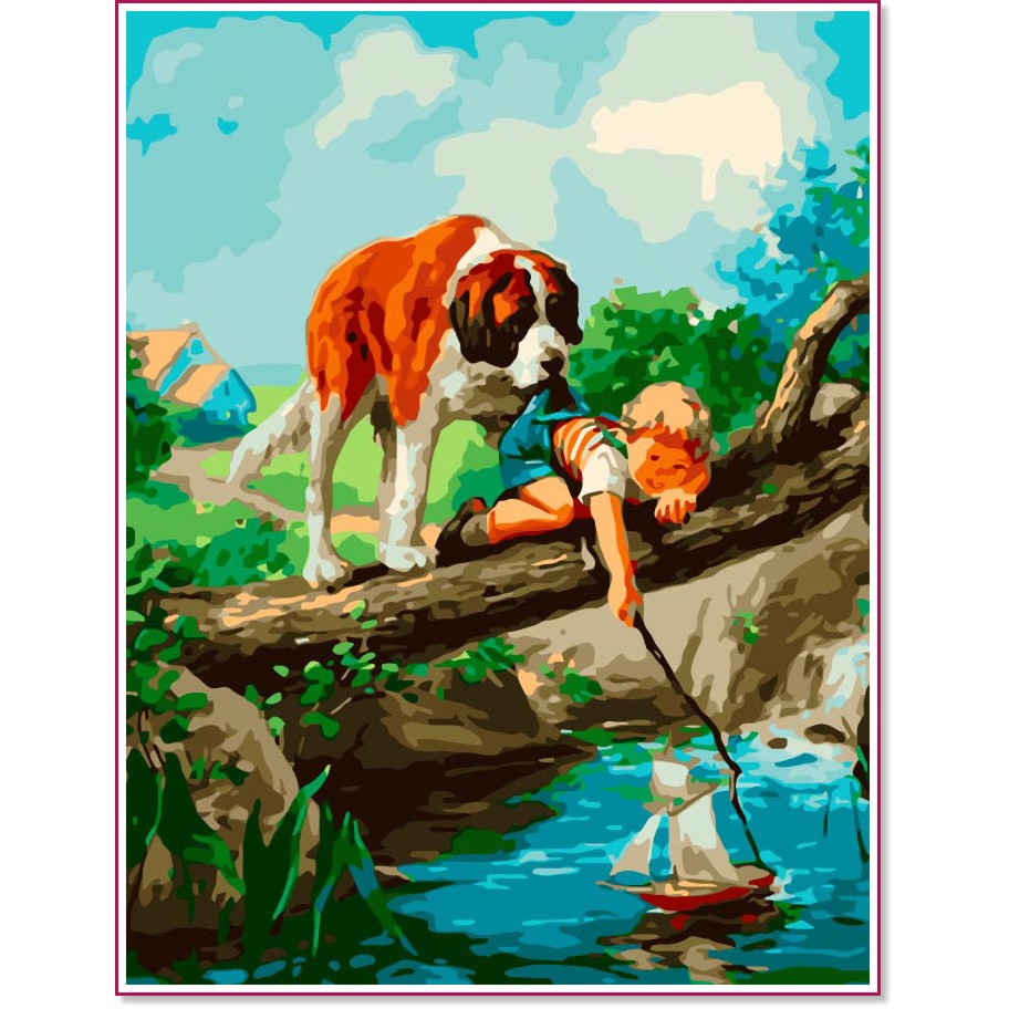Рисуване по номера Foska - Куче пазител Рисуване по номера Foska - Куче пазител - 40 x 50 cm -