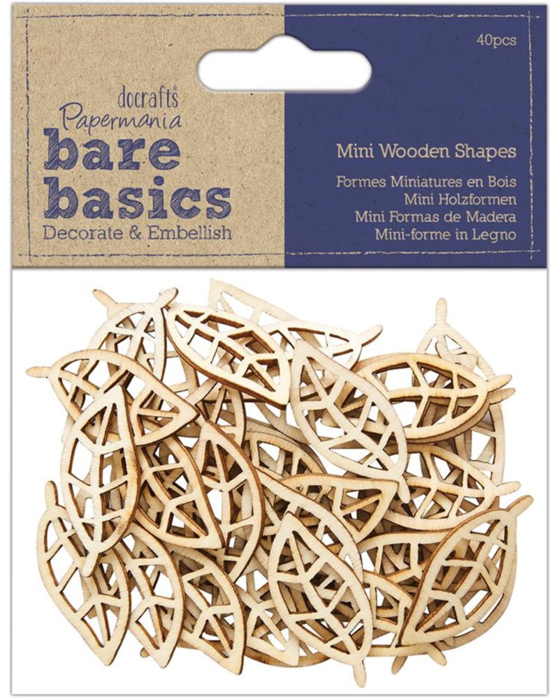 Листа от дърво Docrafts Листа от дърво Docrafts - 40 броя от серията Bare basics -