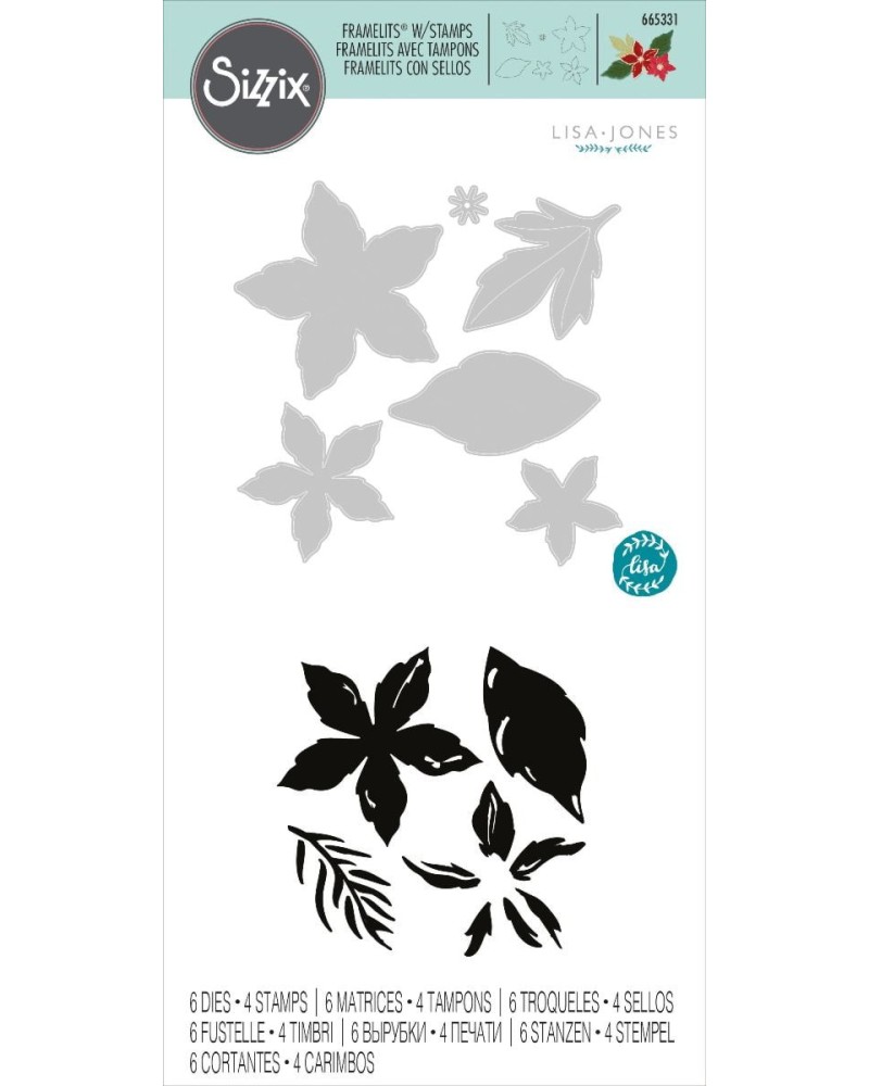 ����� �� ������ �� ��������� � ����� Sizzix Framelits Season Flowers - 6 ���� �� 0.95 �� 5.08 cm � 4 ������ - 