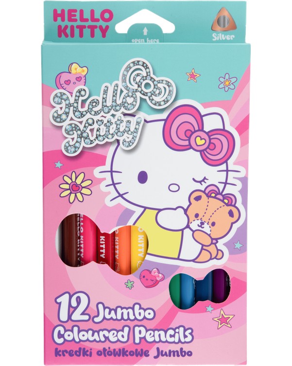 Цветни моливи Colorino Kids Jumbo Цветни моливи Colorino Kids Jumbo - 12 цвята на тема Hello Kitty -