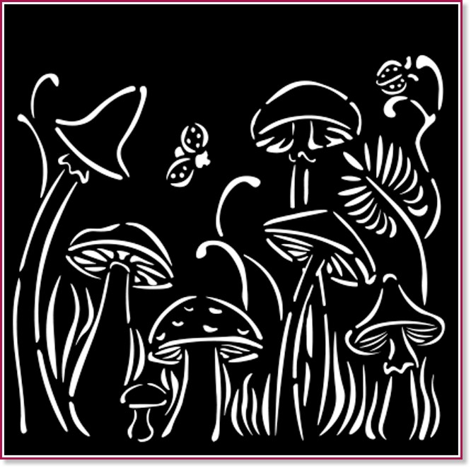 Шаблон Stamperia - Гъби Шаблон Stamperia - Гъби - 12 x 12 cm от колекцията Hidden Grove -