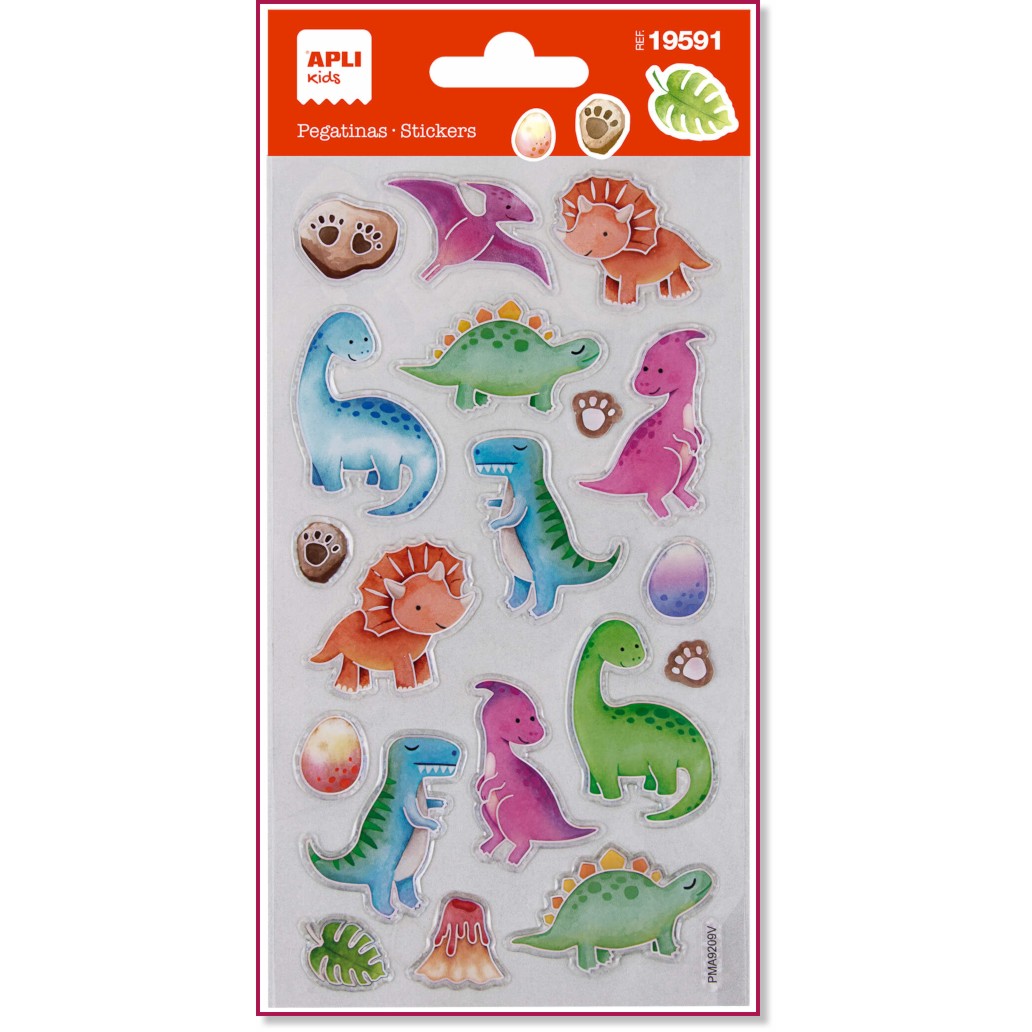 Релефни епоксидни самозалепващи стикери Apli Kids Baby Dinosaurs Релефни епоксидни самозалепващи стикери Apli Kids Baby Dinosaurs - 20 броя -