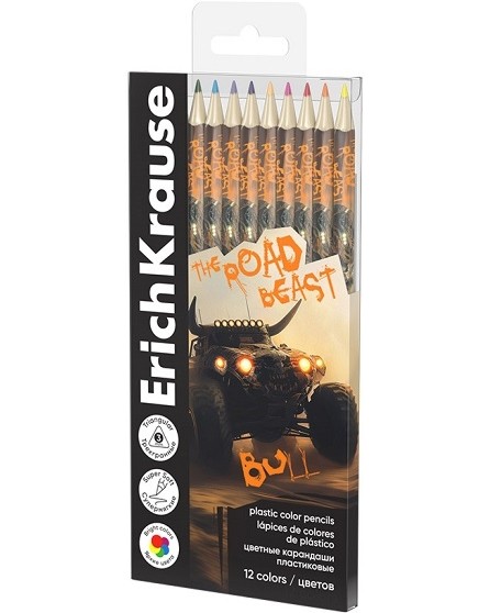 Цветни моливи Erich Krause Цветни моливи Erich Krause - 12 цвята от серията Road Beast -