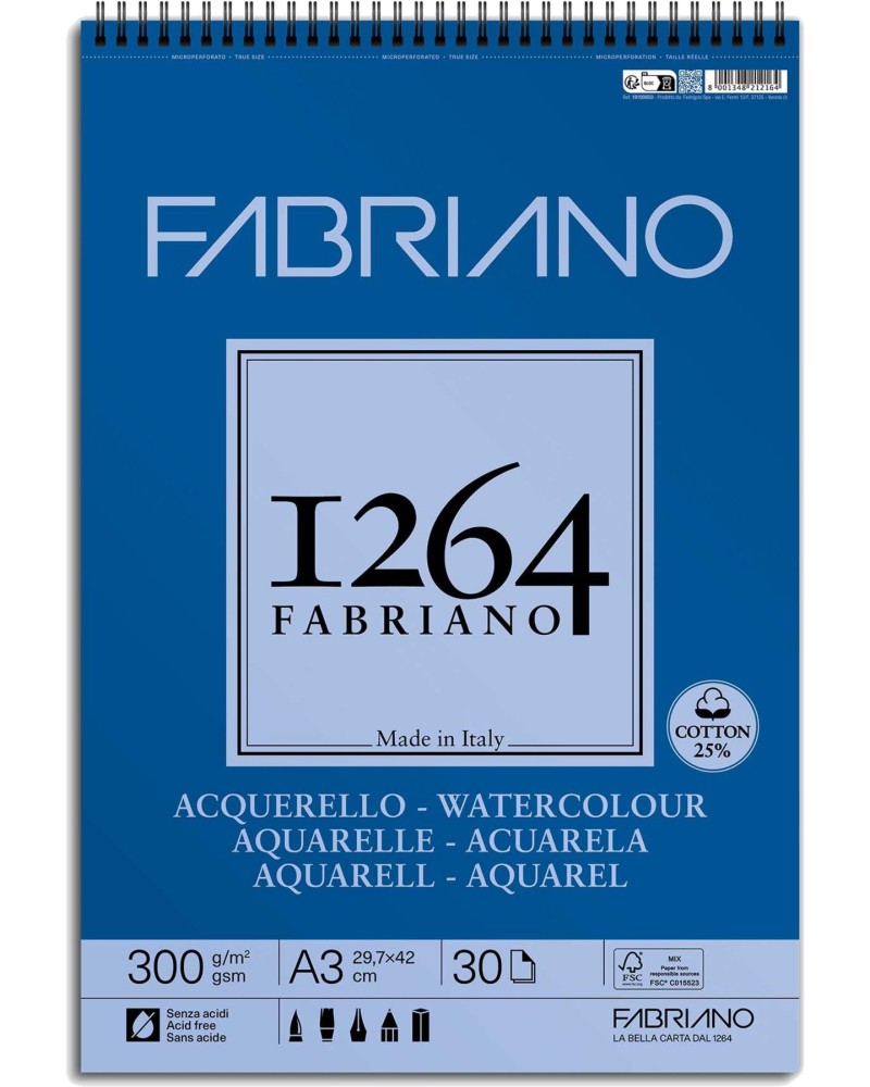 ������� �� ������� Fabriano 1264 - 30 �����, 29.7 x 42 cm, 300 g/m<sup>2</sup> - �������