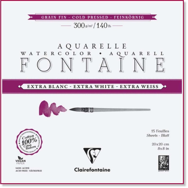 ������� �� ������� Clairefontaine Fontaine - 15 �����, 20 x 20 cm, 300 g/m<sup>2</sup> �� ������� Fontaine - �������