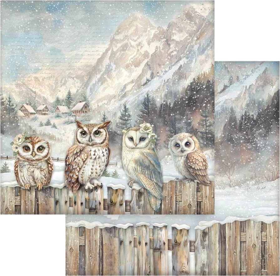 Картон за скрапбукинг Stamperia - Бухали Картон за скрапбукинг Stamperia - Бухали - 30.5 x 30.5 cm от колекцията The Owl's House -