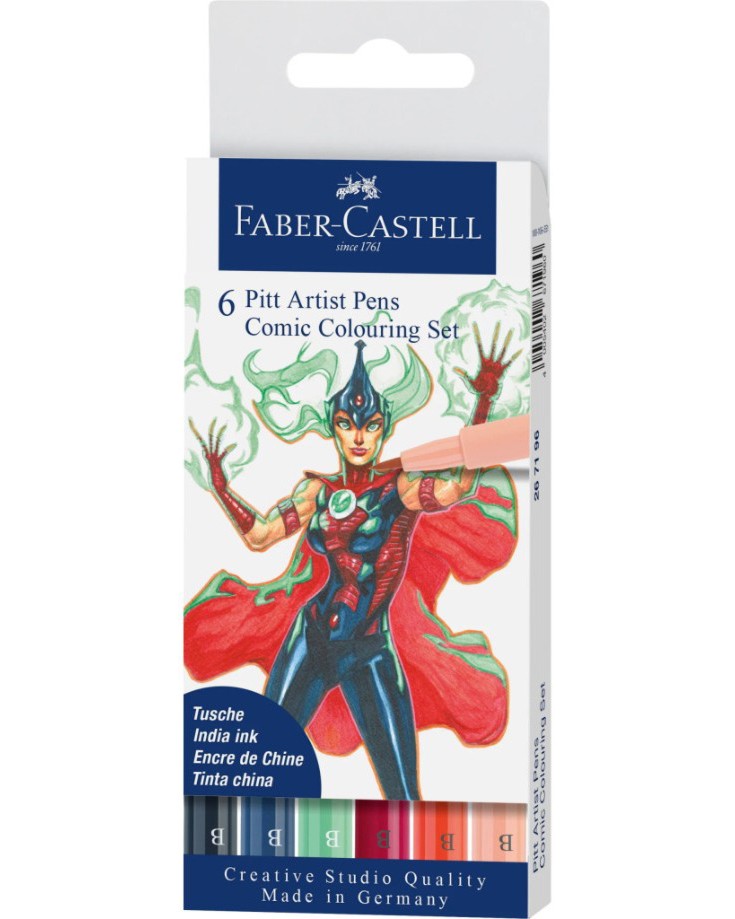 Маркери Faber-Castell Comic Coloring Маркери Faber-Castell Comic Coloring - 6 цвята от серията Pitt Artist Pens -