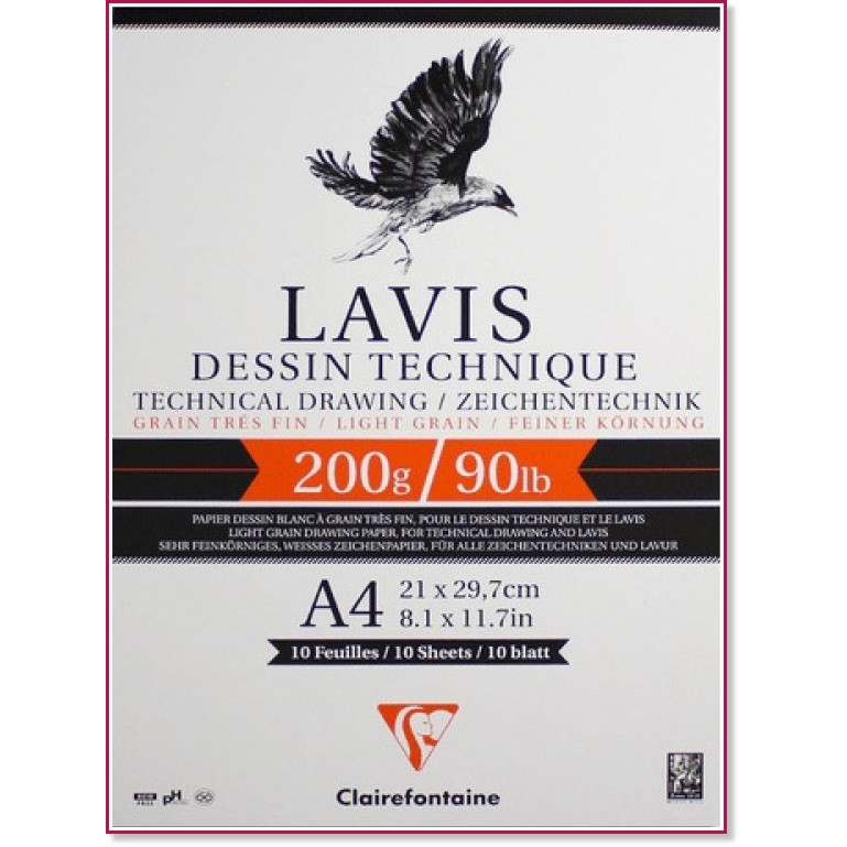 ������� �� ���������� ������� Clairefontaine Lavis - 10 �����, A4, 200 g/m<sup>2</sup> - �������