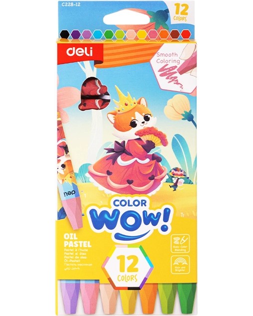 Маслени пастели Deli Маслени пастели Deli - 12 или 24 цвята от серията Color Wow -