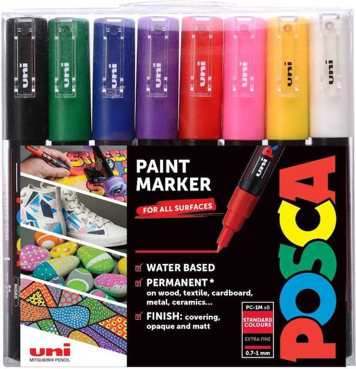 ������� ������� Uni-Ball PC-1M Standard Colours - 8 ����� �� ������� Posca - 