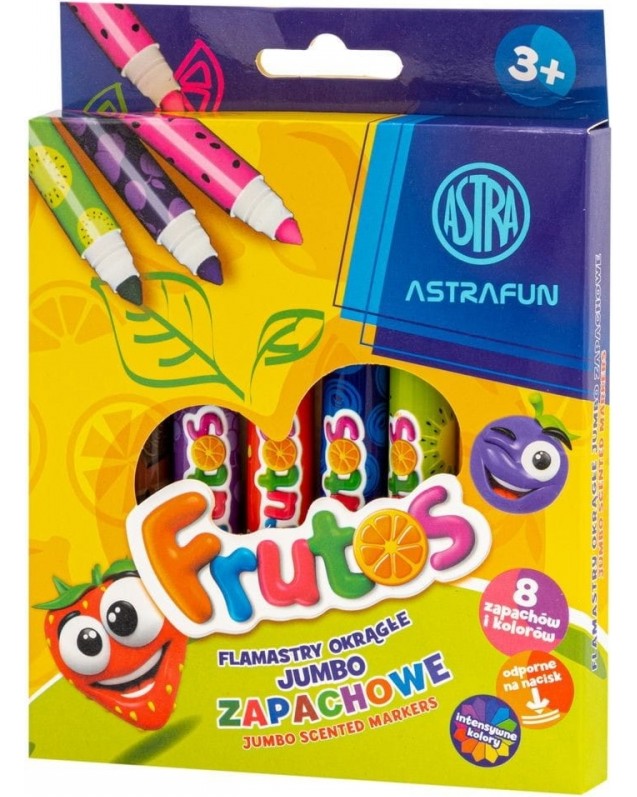 Ароматни флумастери Astra S.A. Jumbo Ароматни флумастери Astra S.A. Jumbo - 8 цвята от серията Frutos -