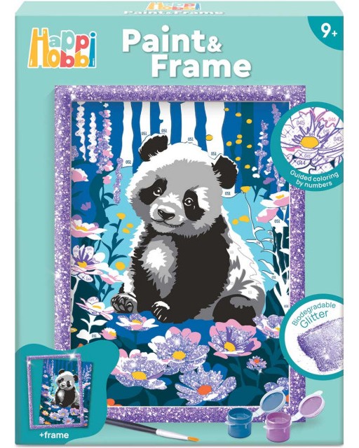Рисуване по номера As Company Paint & Frame - Панда с брокат Рисуване по номера As Company Paint & Frame - Панда с брокат -