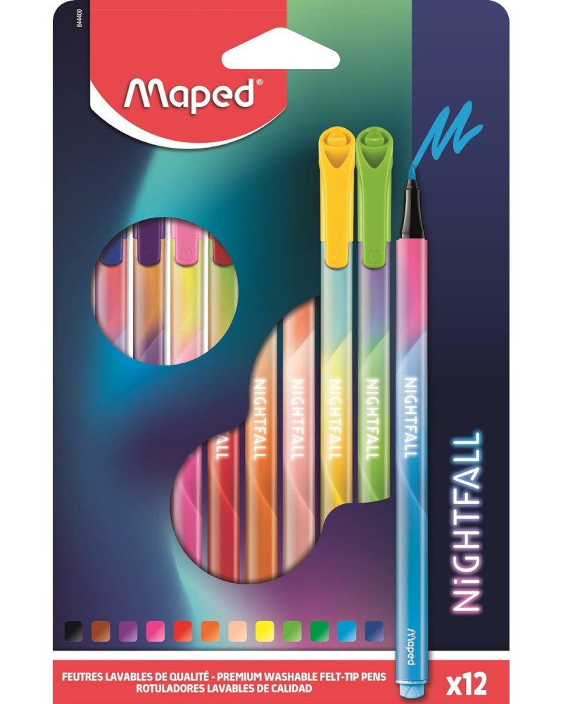 Тънкописци Maped Тънкописци Maped - 12 или 24 цвята от серията Nightfall -