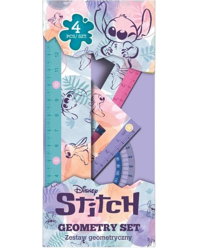 Чертожни инструменти Cool Pack - Стич Чертожни инструменти Cool Pack - Стич - Линия, 2 триъгълника и транспортир на тема Лило и Стич -