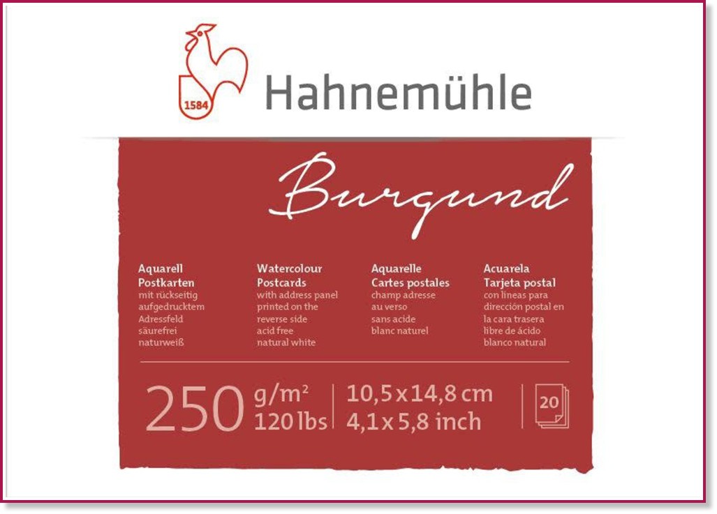     Hahnemuhle - 20 , A6, 250 g/m<sup>2</sup>   Burgund - 