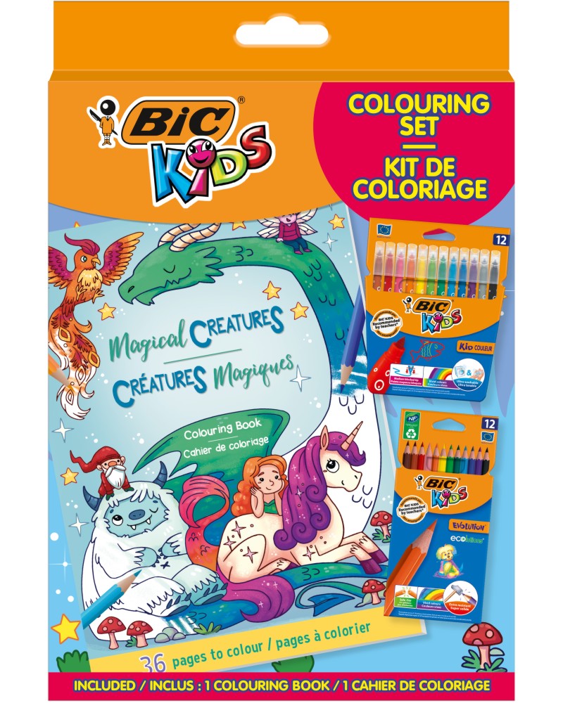 Комплект за оцветяване BIC Magical Creatures Комплект за оцветяване BIC Magical Creatures - От серията Kids -